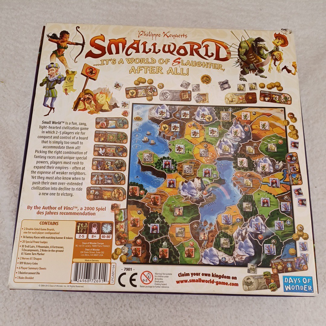 Smallworld Days of Wonder Small World Board Game Complete Played Once 2012