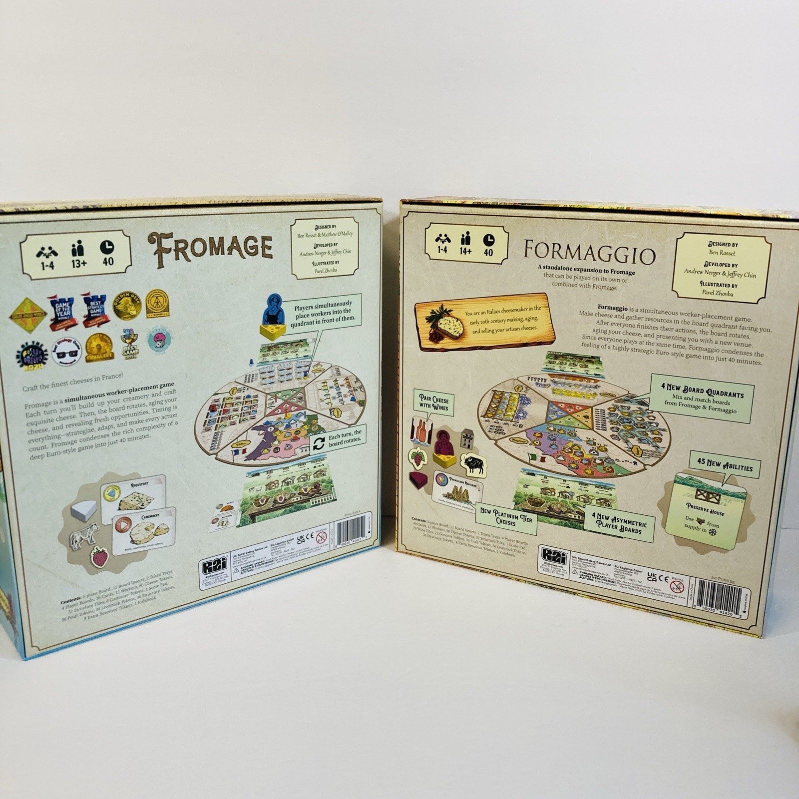 FROMAGE & FORMAGGIO BOARD GAME BUNDLE retail ed. english r2i Complete LIKENEW!