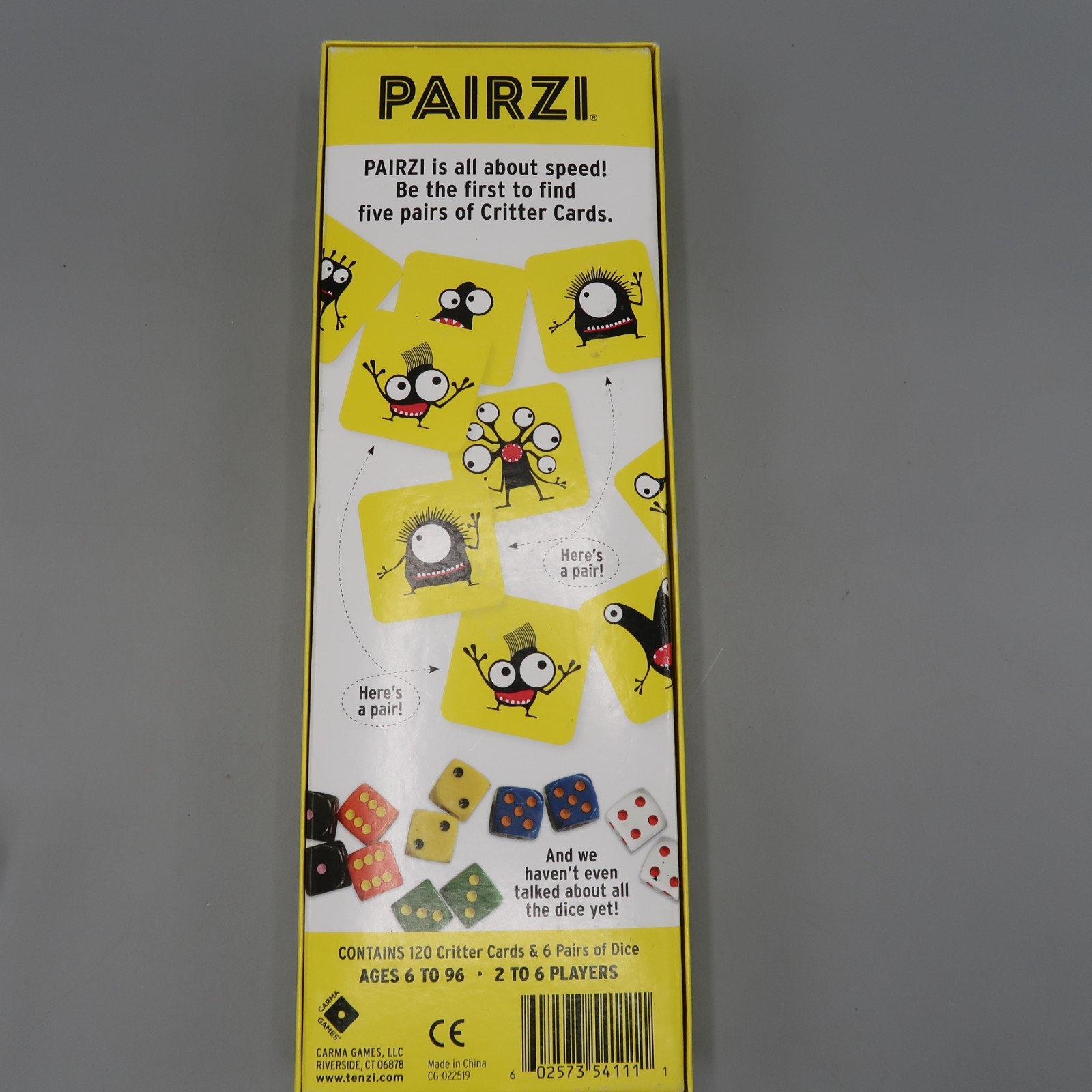 PAIRZI Matching Card Game Color Dice Critter Pairs Speed 2 – 6 Players