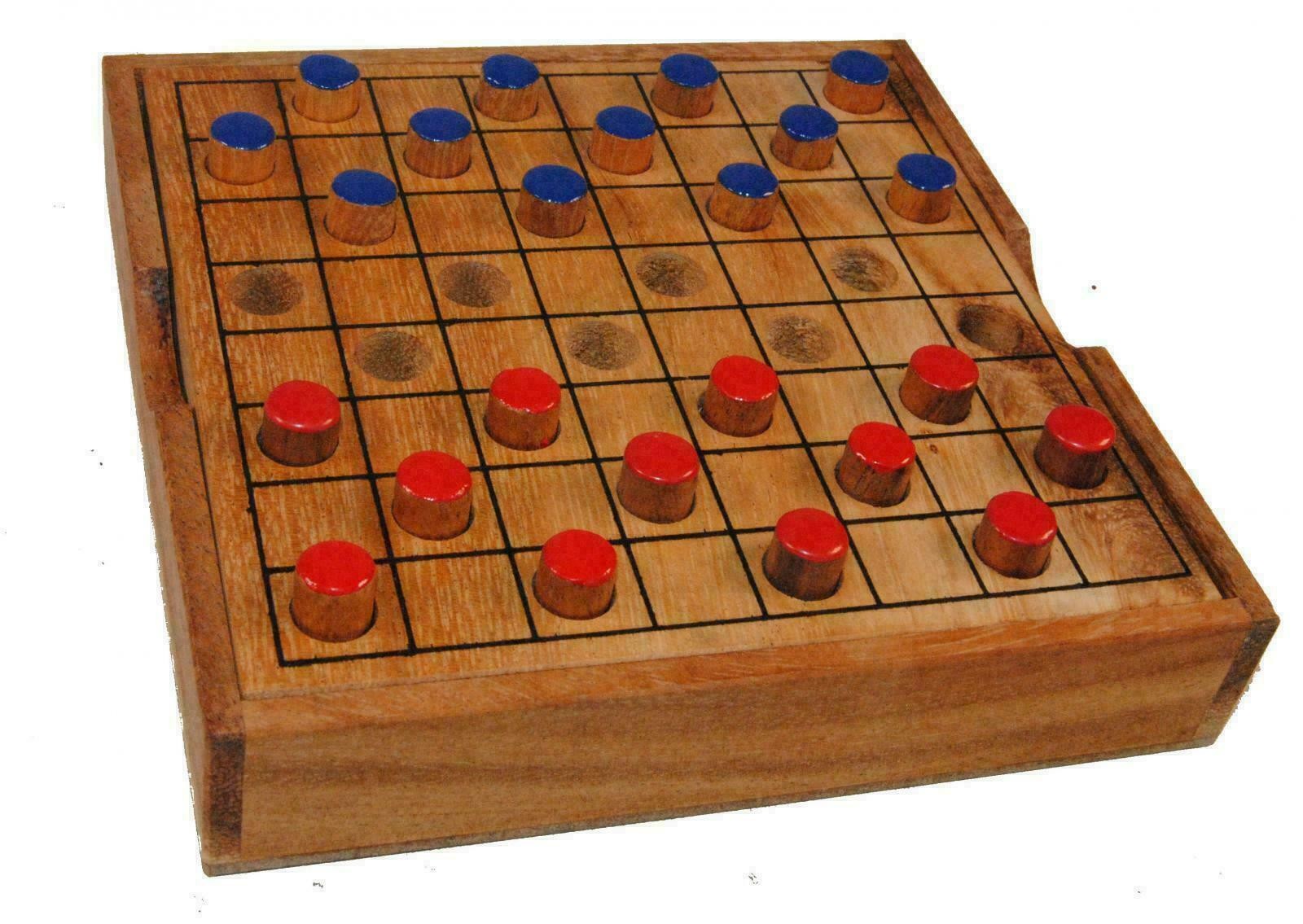 Ethical Thai Wooden Draughts Checkers Strategy Board Game Brain Teaser 14x14cm