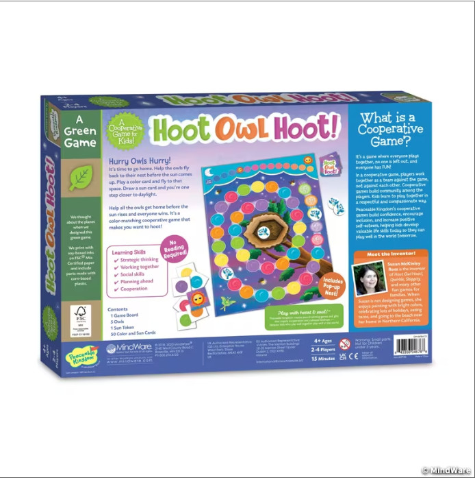 Hoot Owl Hoot Peaceable Kingdom Cooperative Board Game