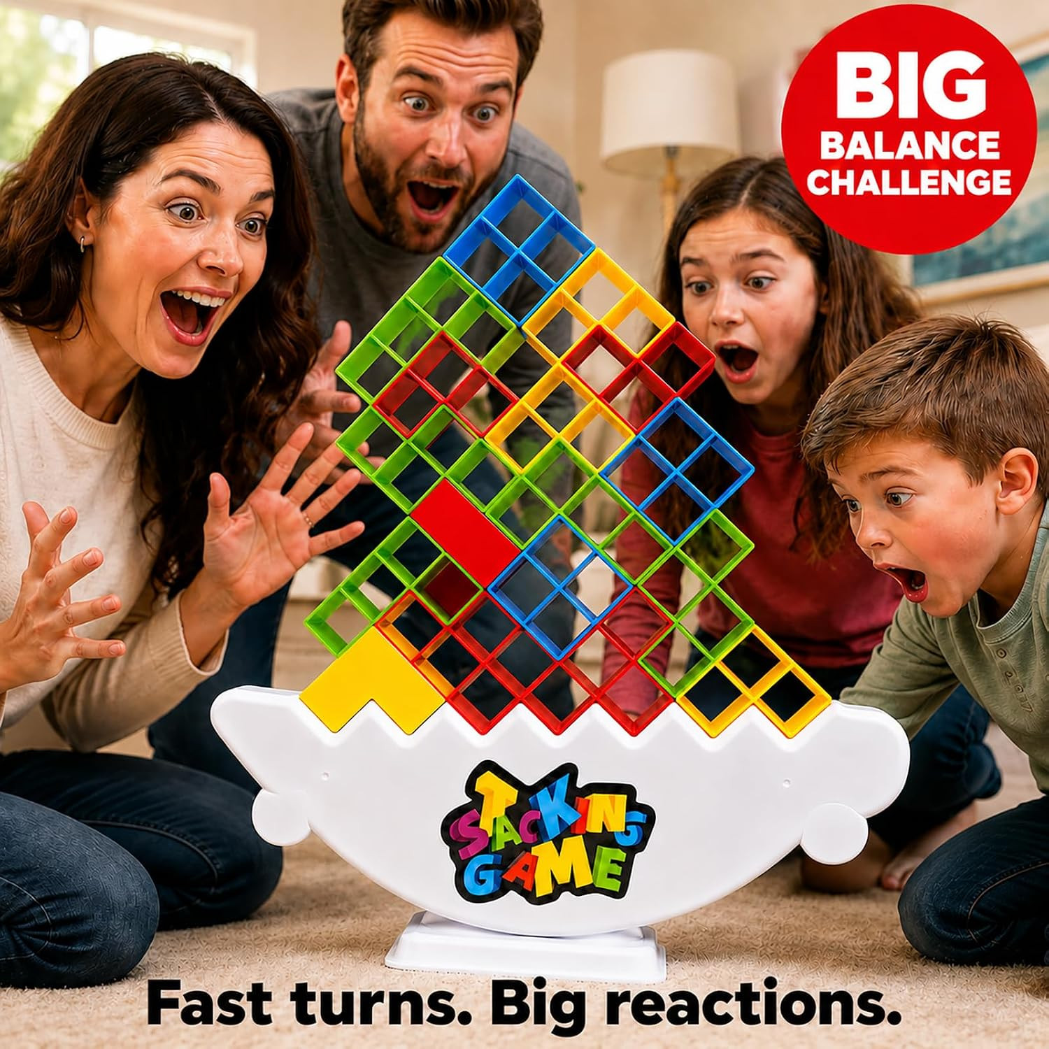 XL Giant 48PCS Stack Game for Adult & Kids, Tetra Board Tower Games for Family T