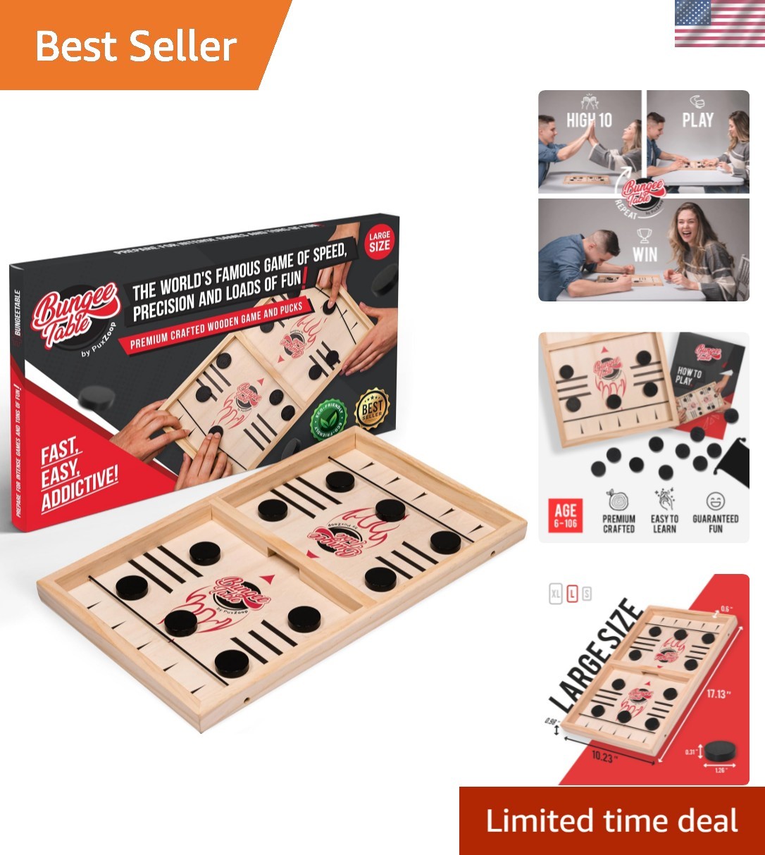 Fast Sling Puck Game – Your Speed and Accuracy with This Fast-Paced Wooden A…