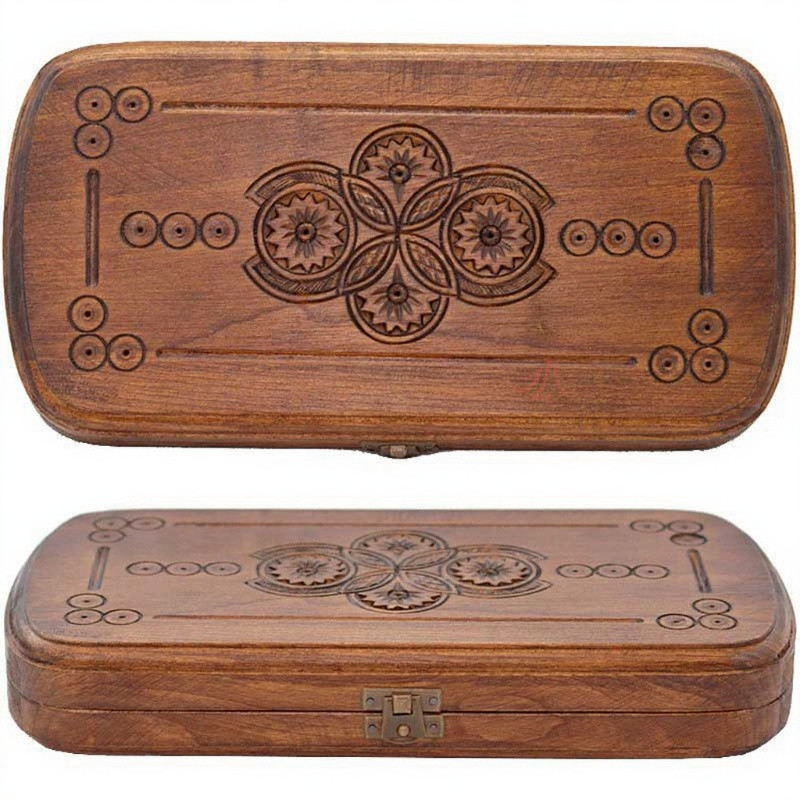 Handmade Backgammon Set “Talent” – Carved Walnut Wood Board 31×31 cm (12.2×12.2