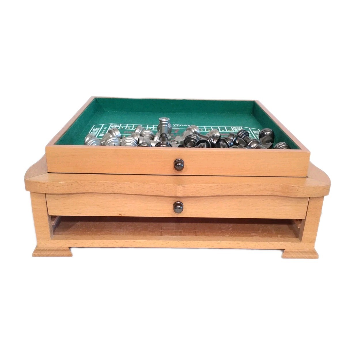 6 Game Combination Set Black Glass Board With Nice Solid Wood Holding Box 14×14