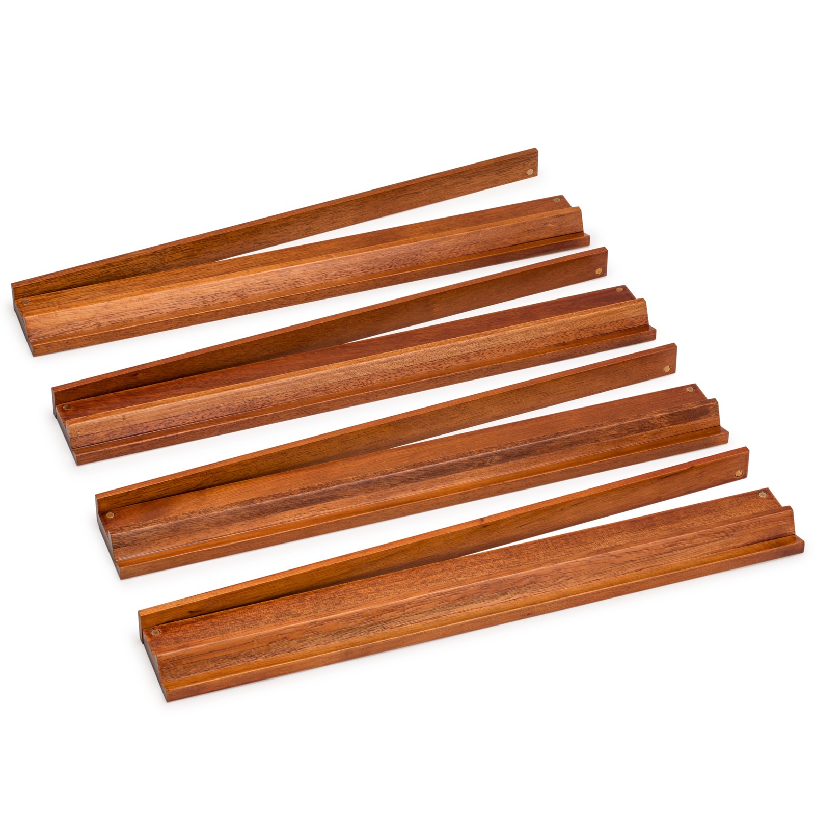 Classic Chestnut Color Wooden Mahjong Game Racks with Pushers, 18″ – Set of 4