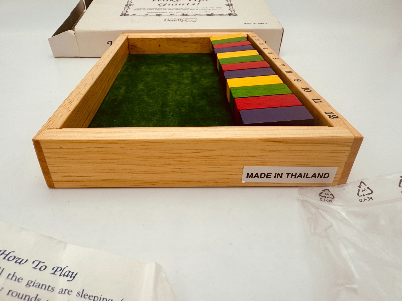 Wake up Giants HearthSong Vtg 1993 Wooden Dice Game Counting Math Home School