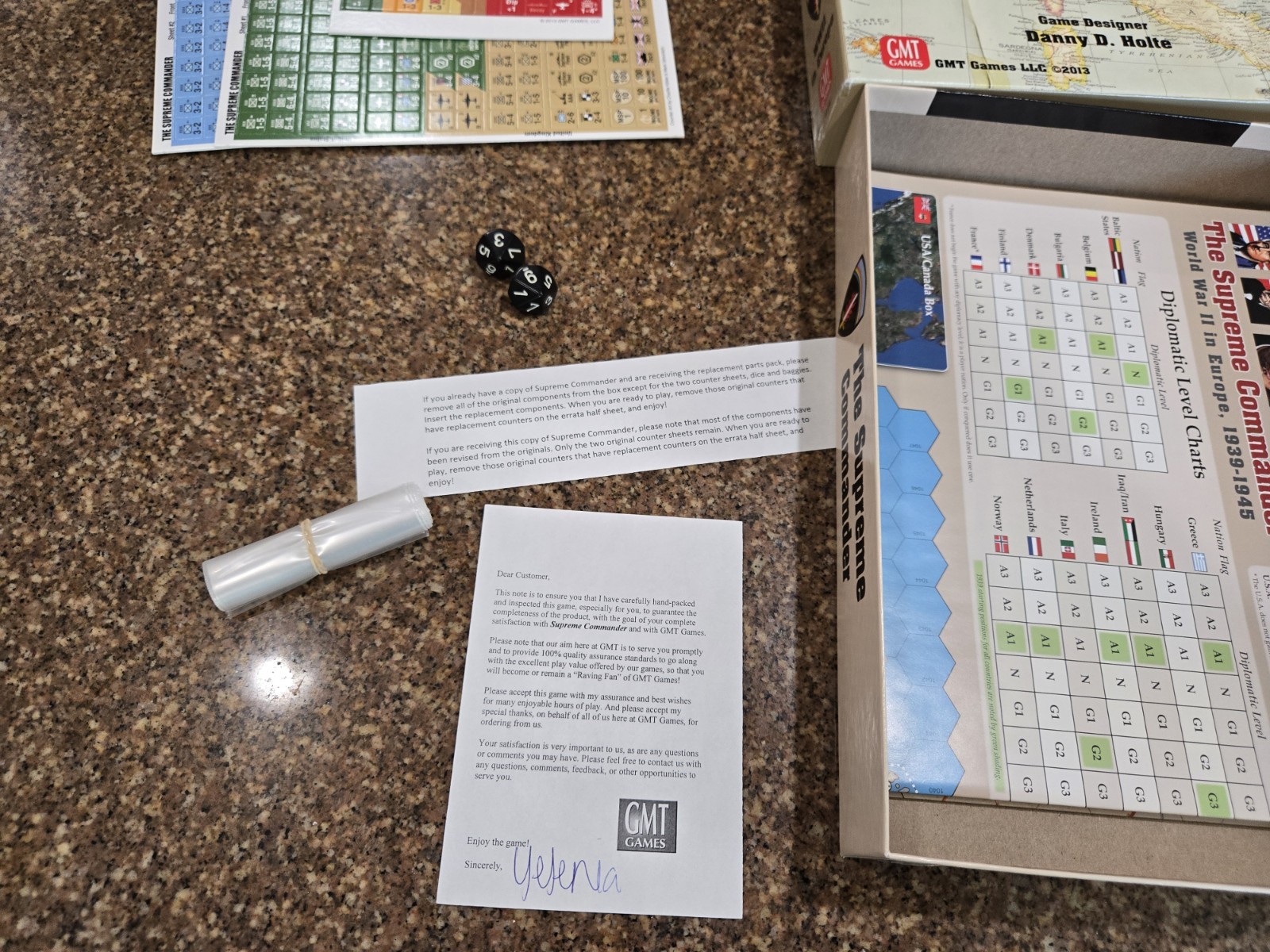 The Supreme Commander + Errata Counters GMT Games 1316 Unpunched