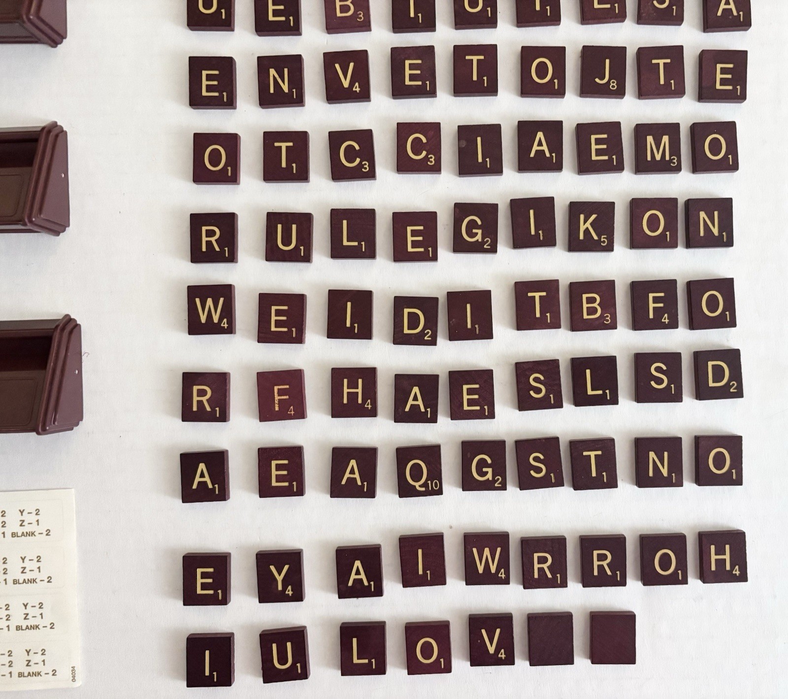 Scrabble Deluxe Crossword Tile Game 97 Pieces & Accessories Parts Lot Fast S/H
