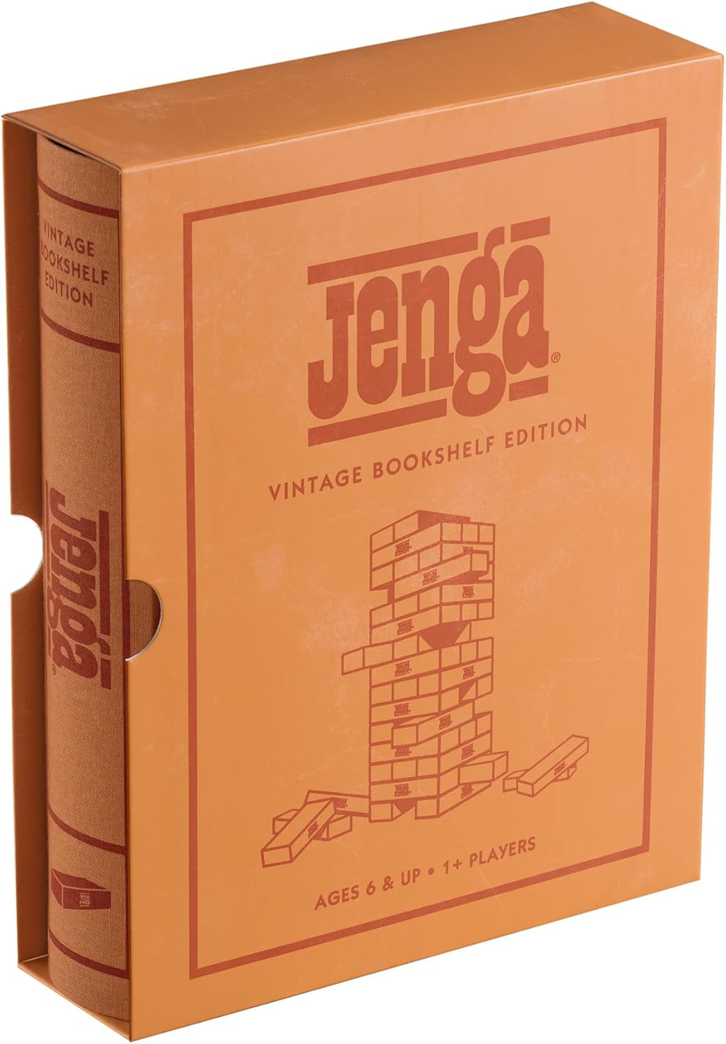 Vintage Jenga Bookshelf Edition: Classic Stacking Game for All Ages