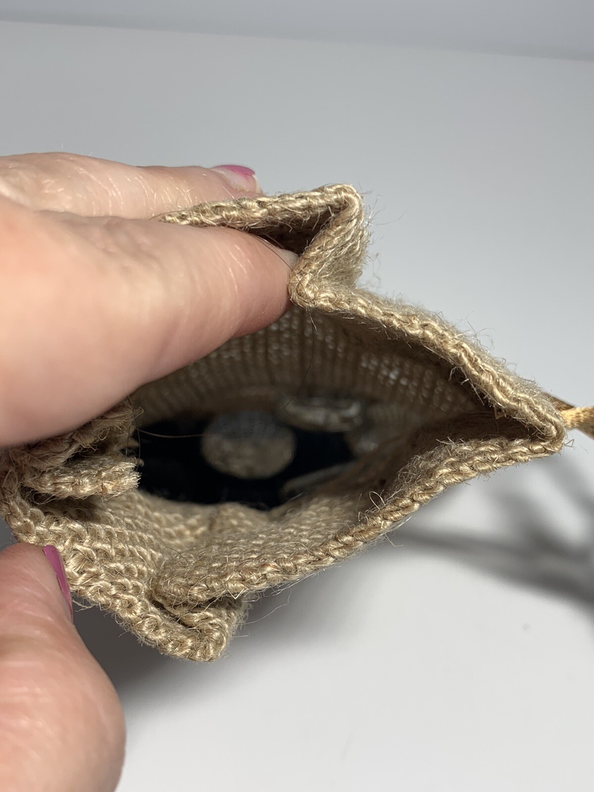Handmade Tic-Tac-Toe Game Travel Size Burlap Sack with Flat Marble Markers