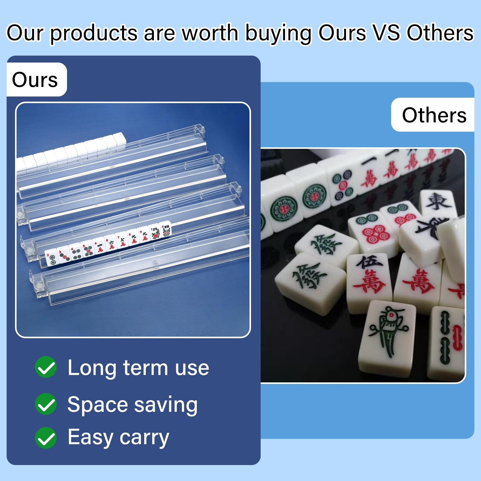 Mahjong Racks with Pushers Set of 4 Clear Acrylic Tile Racks