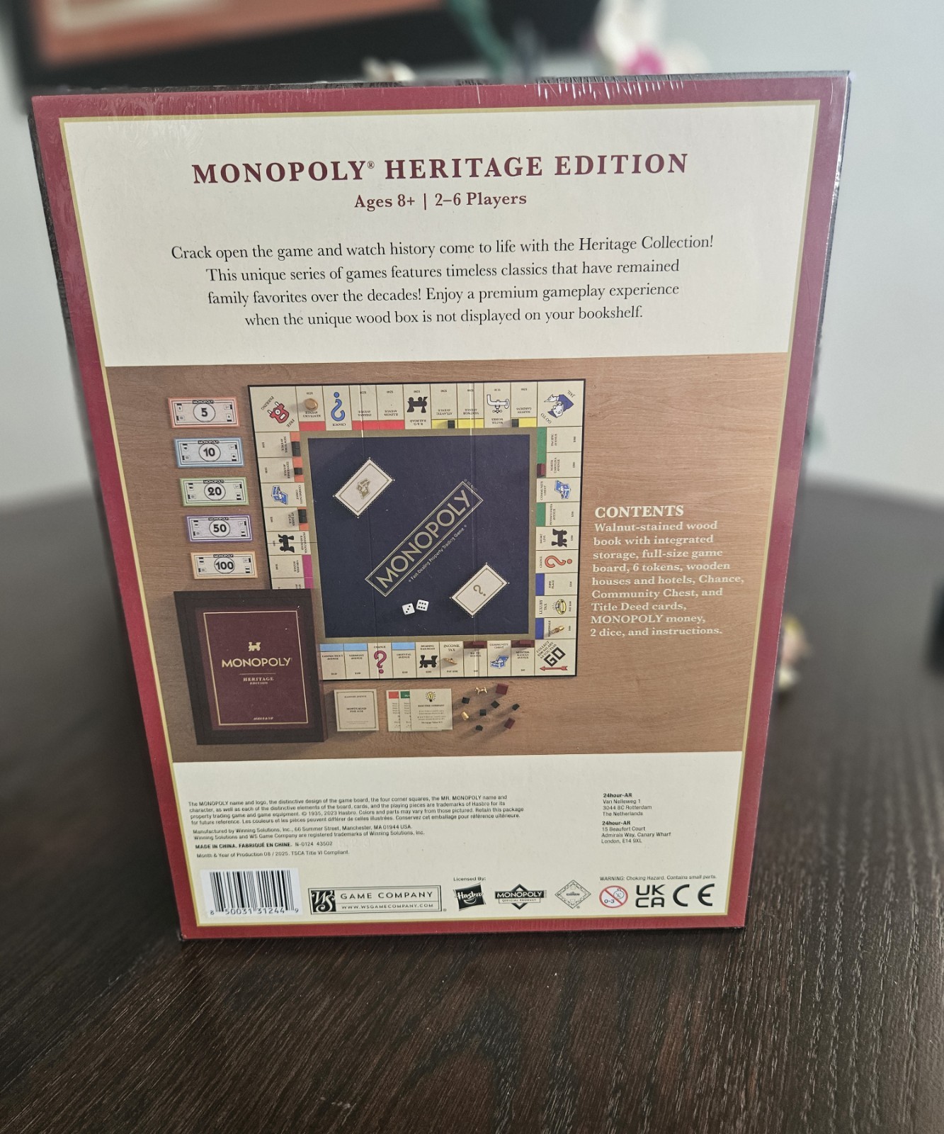 MONOPOLY Heritage Edition WS Game Company Wood Bookshelf Board Game Complete