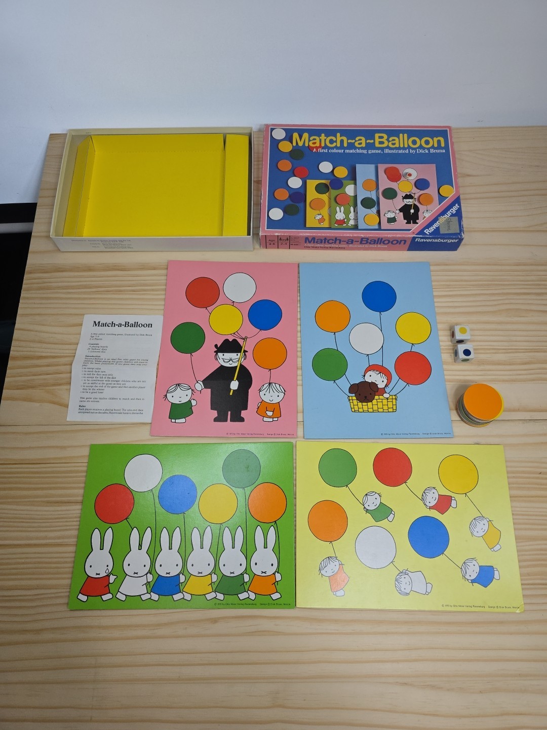 Vtg 1973 Ravensburger Match-A-Balloon Color Matching Game Dick Bruna Complete