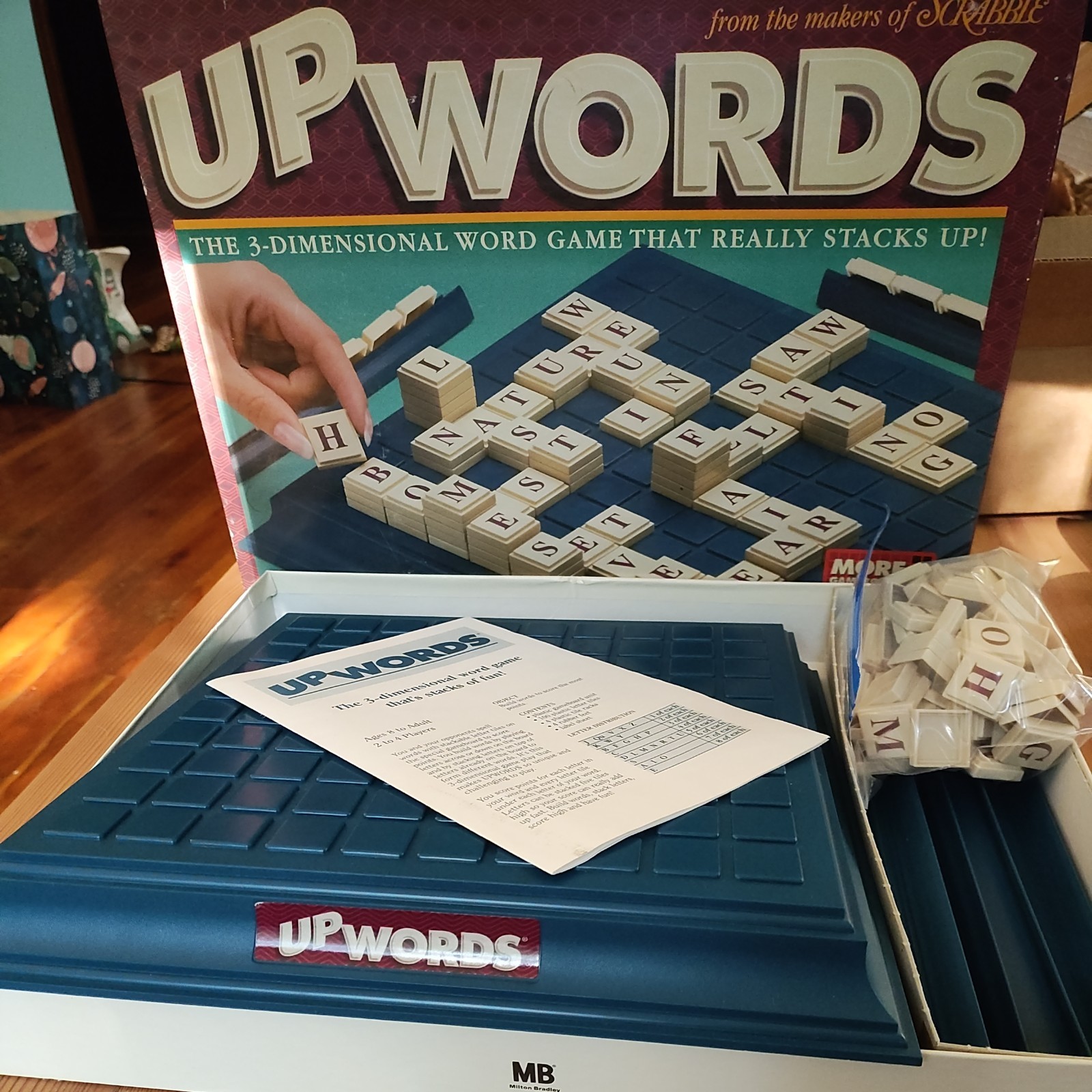Vintage UPWORDS Board Game Milton Bradley 1988 Large Box Version COMPLETE