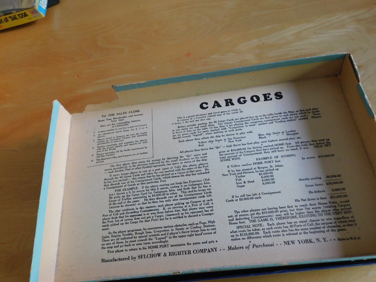 Vintage Selchow & Righter Cargoes No. 42 Board Game Art Deco Ocean Liner Ships