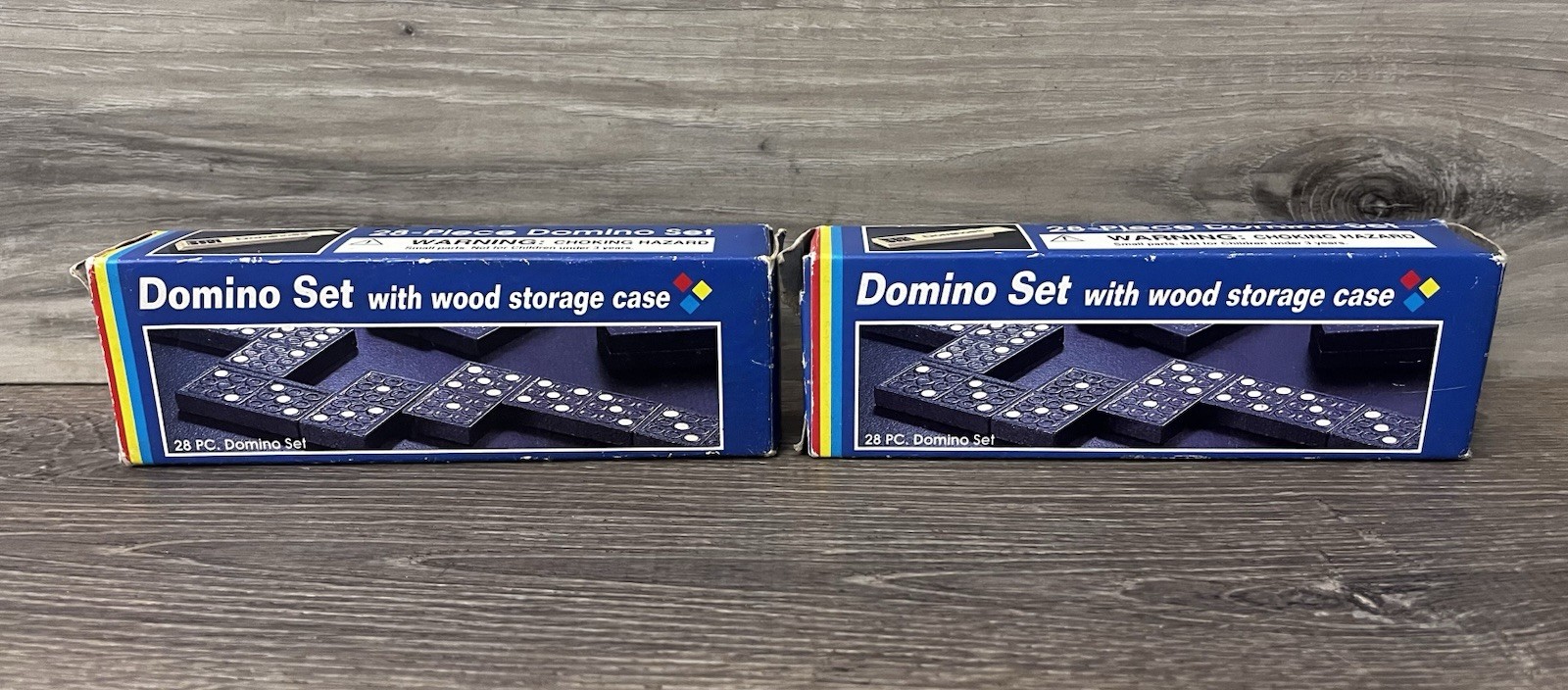 Domino Sets 28pc Double Six Wood Storage Case Classic Game Set Of 2