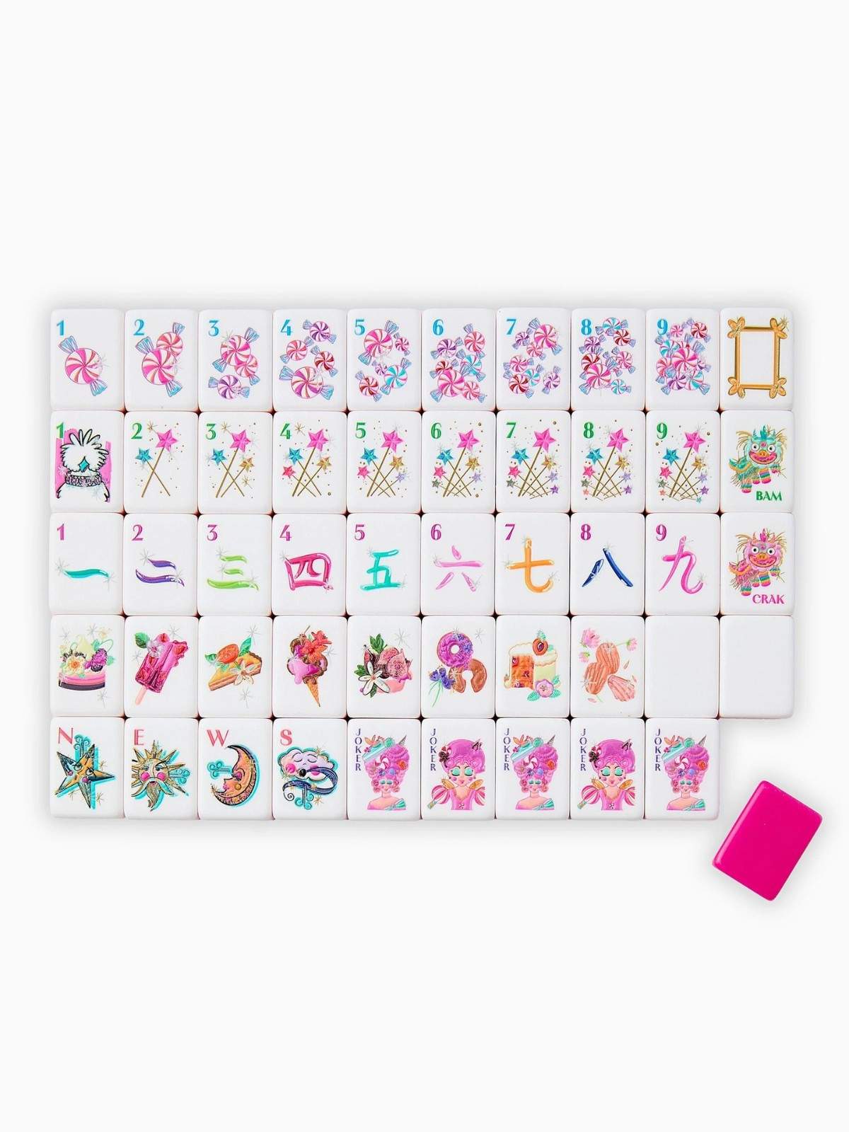 160Pcs 4-Layer Acrylic Candy & Ice Cream Engraved American Mahjong Set fast ship