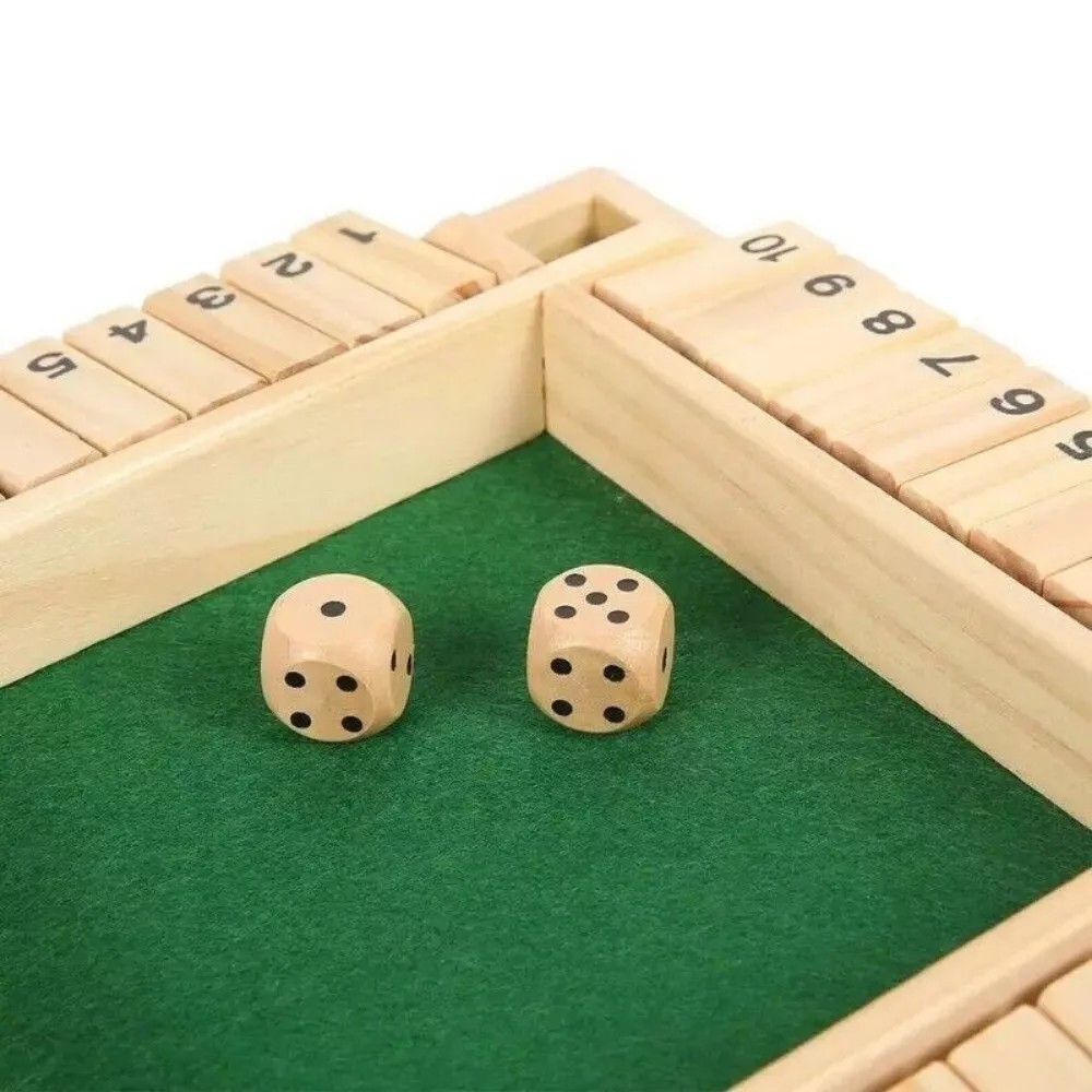 Wooden Dice Board Game Shut The Box for 4 Players Flaps & Dices Game Parent-chi