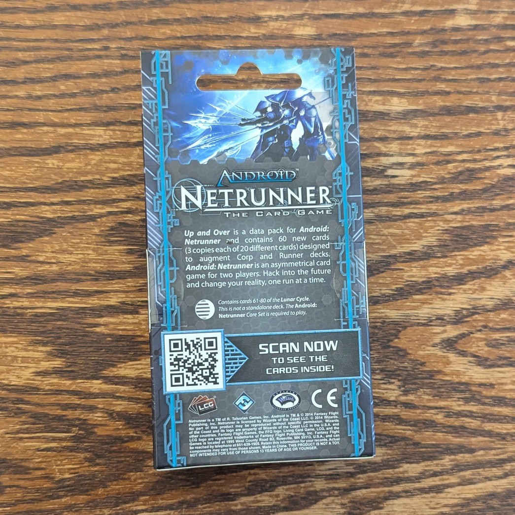 Up and Over | NEW/FACTORY SEALED | Android: Netrunner LCG Data Pack RARE OOP