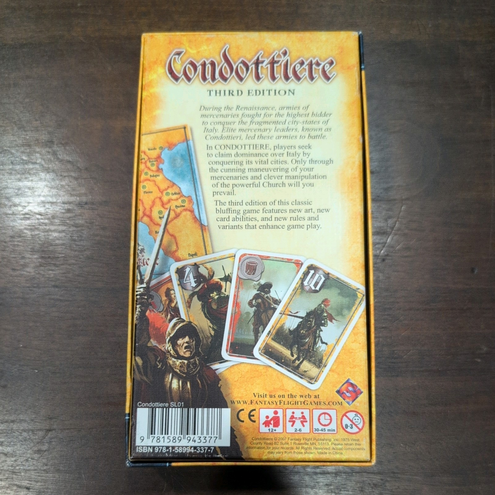 Condottiere 3rd Ed. Complete Renaissance Strategy Fantasy Flight Games Near Mint