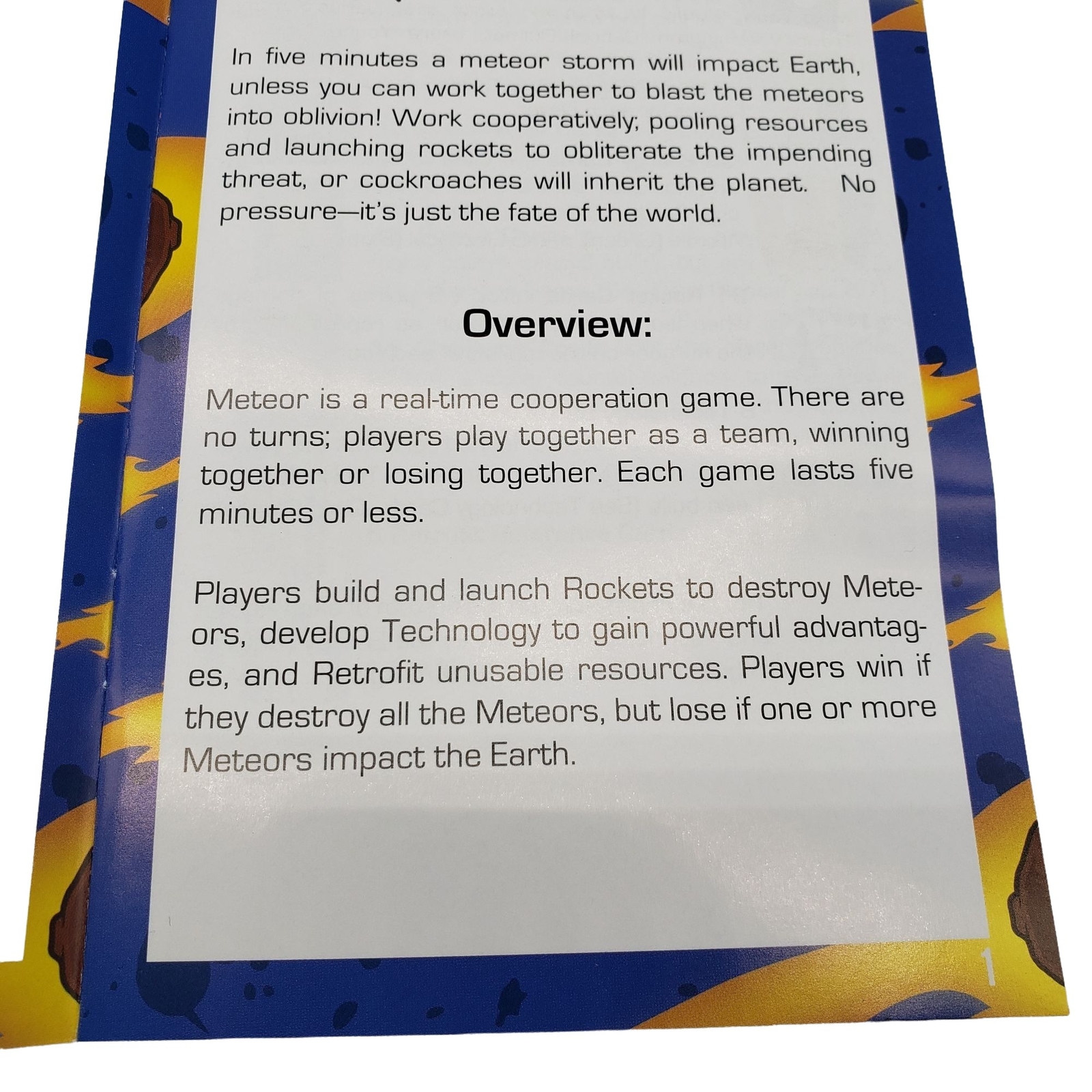 Meteor Mayday Games Co-op 1–5 Players 13+ Kickstarter Mike Young Opened Unused