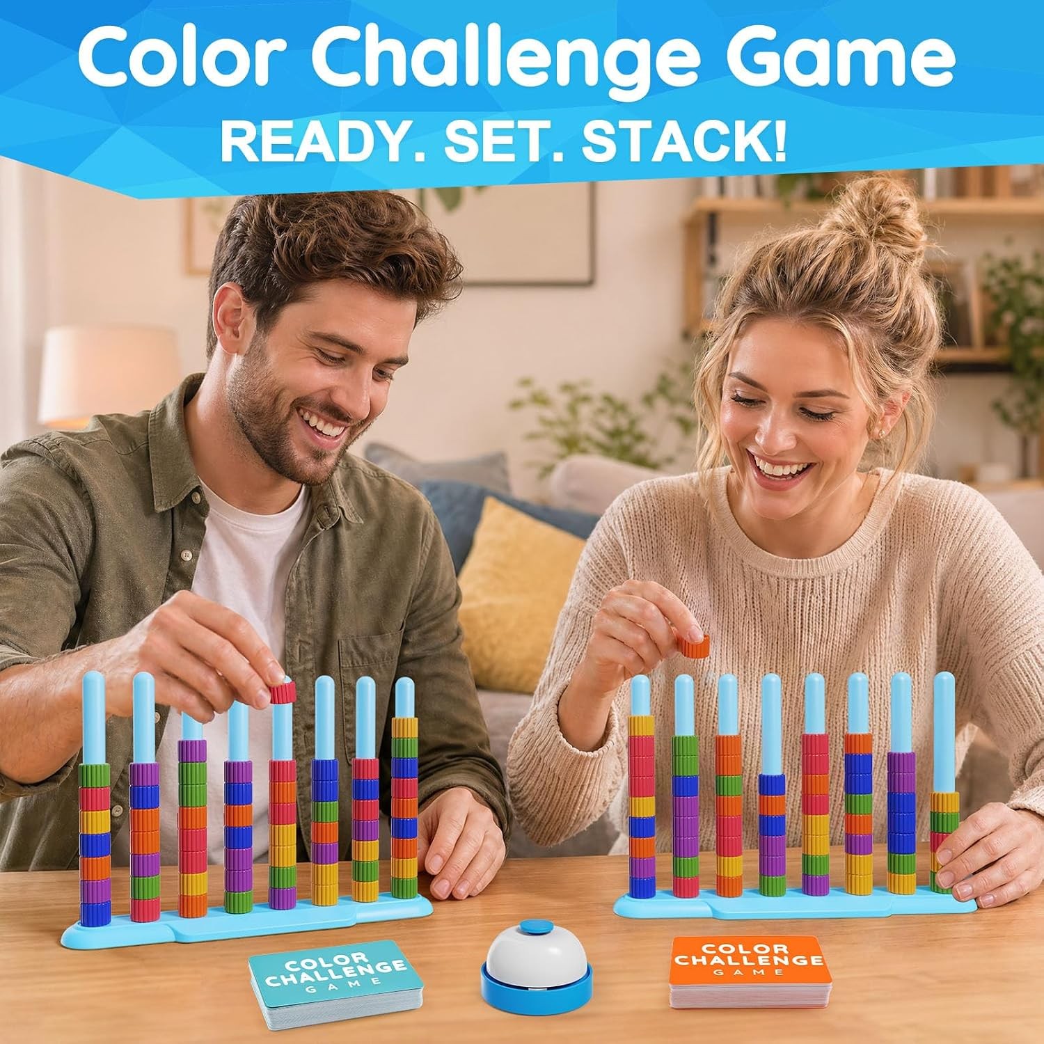 2 Pack Color Challenge Game – 2 Players Color Matching Puzzle Game, Fun Board Ga