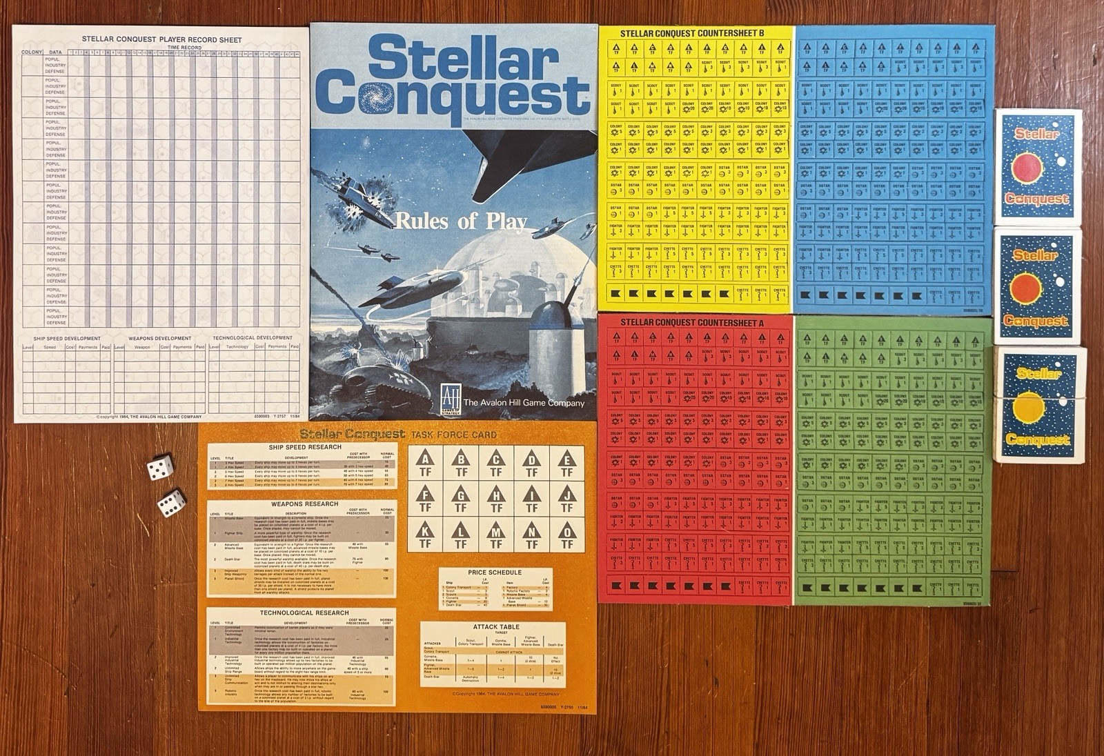 Vtg Avalon Hill Games Stellar Conquest 1984 Complete Unpunched Excellent Sci Fi