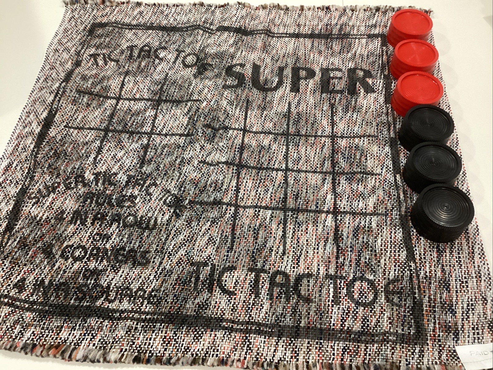 Giant Checkers Set 3-in-1 Tic Tac Toe Game with 24 Checker Pieces Reversible Rug