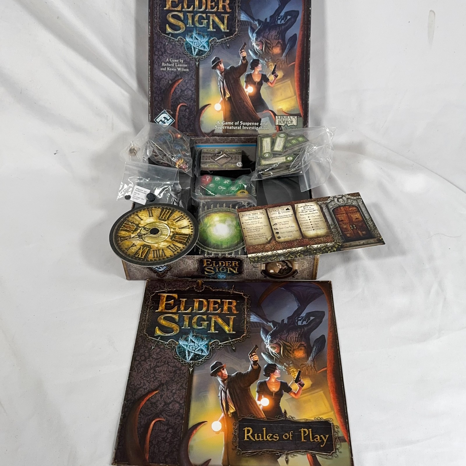 Elder Sign Board Game Fantasy Flight Arkham Horror Files Complete 2011 Used