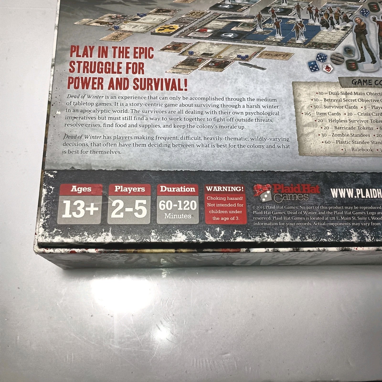 DEAD OF WINTER Plaid Hat Games 2014 100% Complete Near MINT Zombie Horror Board