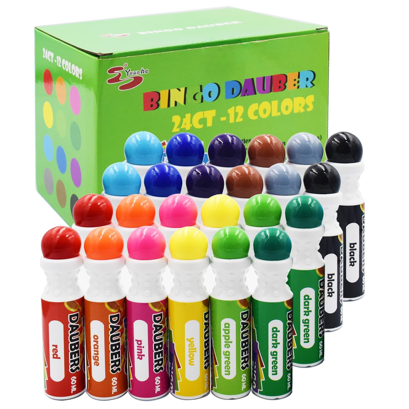24 Count (Pack of 1), Red/Orange/Yellow/Apple green/Blue/Purple…