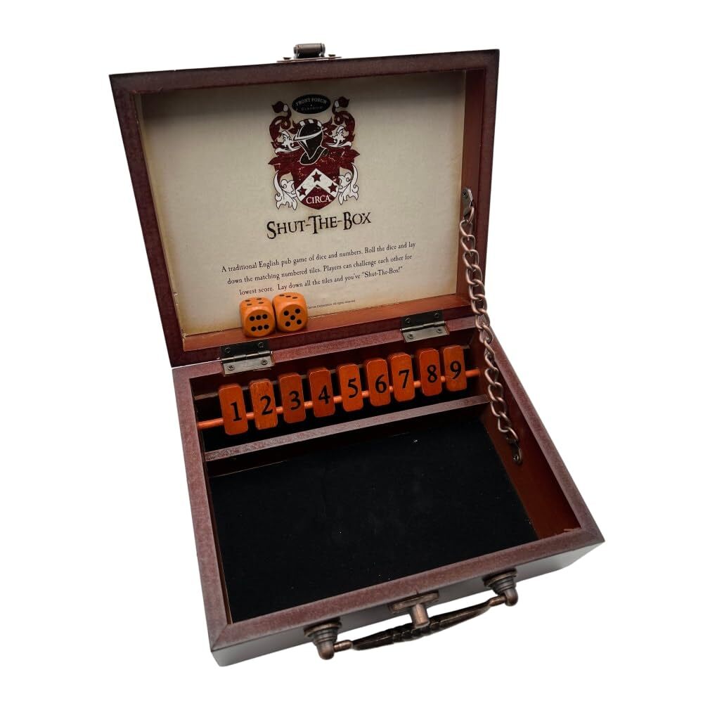Front Porch Classics | Circa Shut the Box Wooden 9 Number Dice Game with Case…