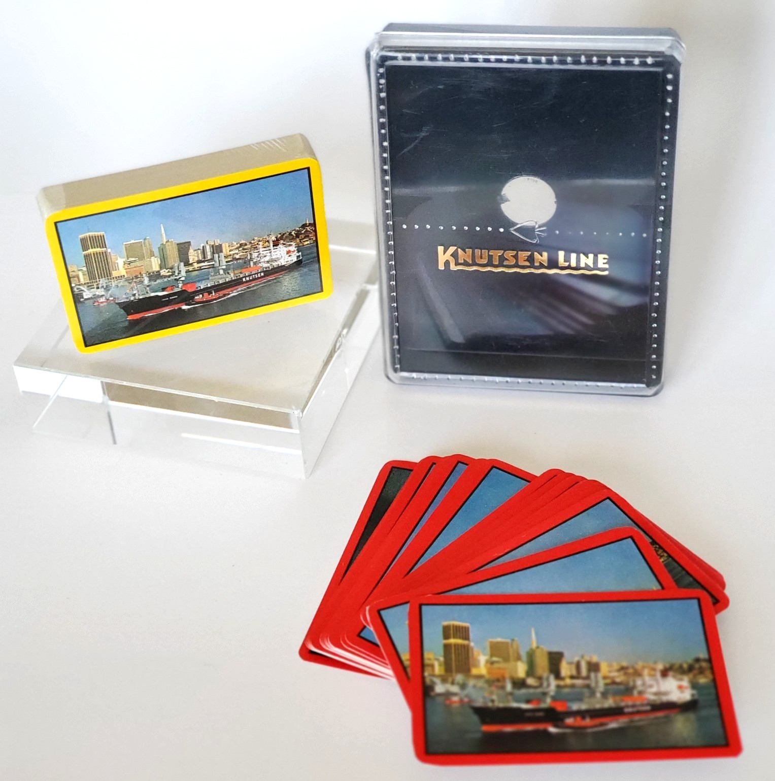 2 decks Knutsen Line bridge size playing cards one pack sealed case vtg complete