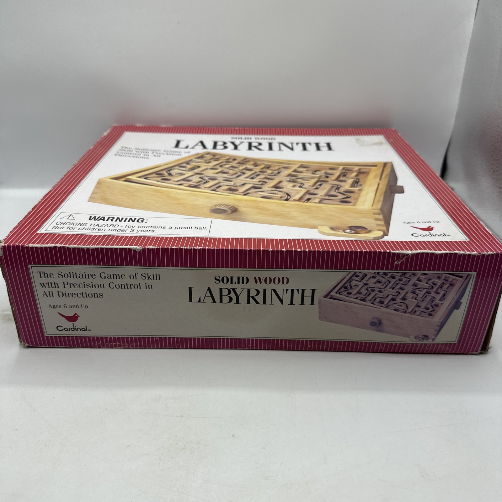 Labyrinth Wooden Board Game by Cardinal With 2 Balls and Box 2004 Item #190