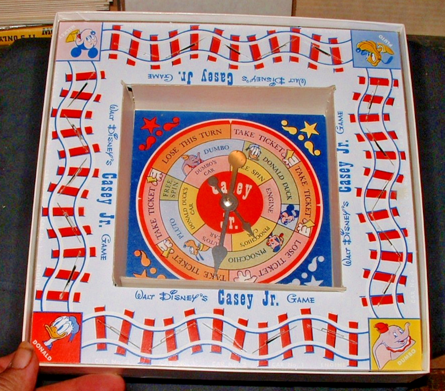 VINTAGE 1950s Disney CASEY JR Train Board Game Gardner Co Spinner Tickets Nice
