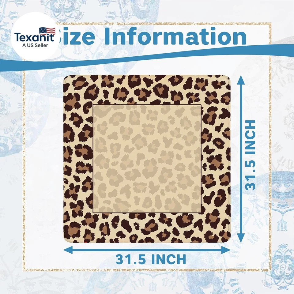 Leopard Print Mahjong Mat for Table 31.5 X 31.5 In, Trendy Brown and Beige Anima