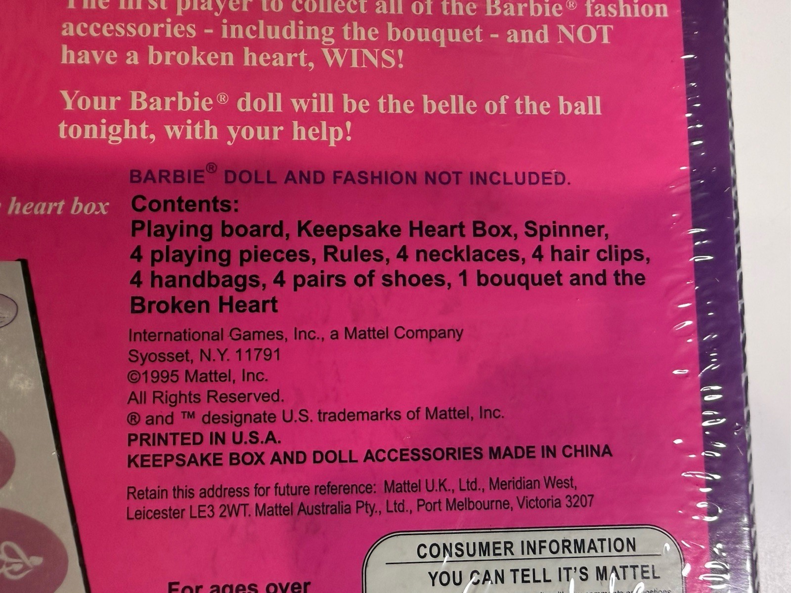Barbie Dress Up Game 1995 Mattel Vintage Sealed New In Box 7201
