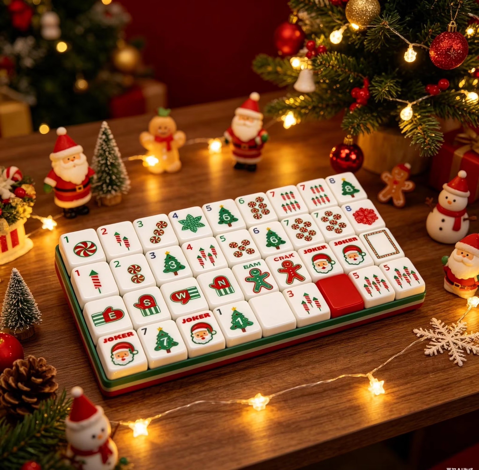 160 Christmas-themed American Mahjong set 4-layer acrylic American Mahjong tiles