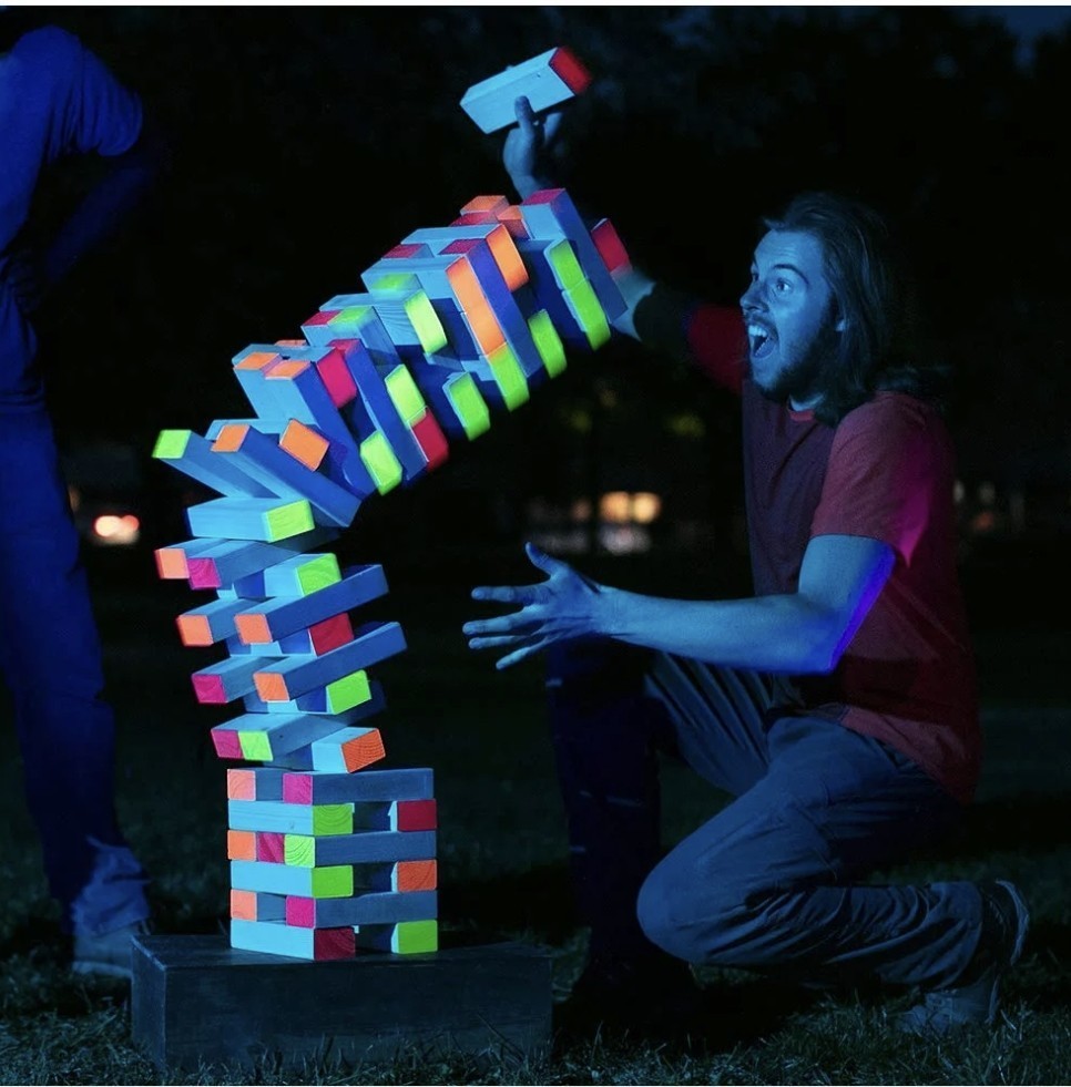 Giant Glowing Tumbling Tower Game Wooden Blocks Outdior Fun