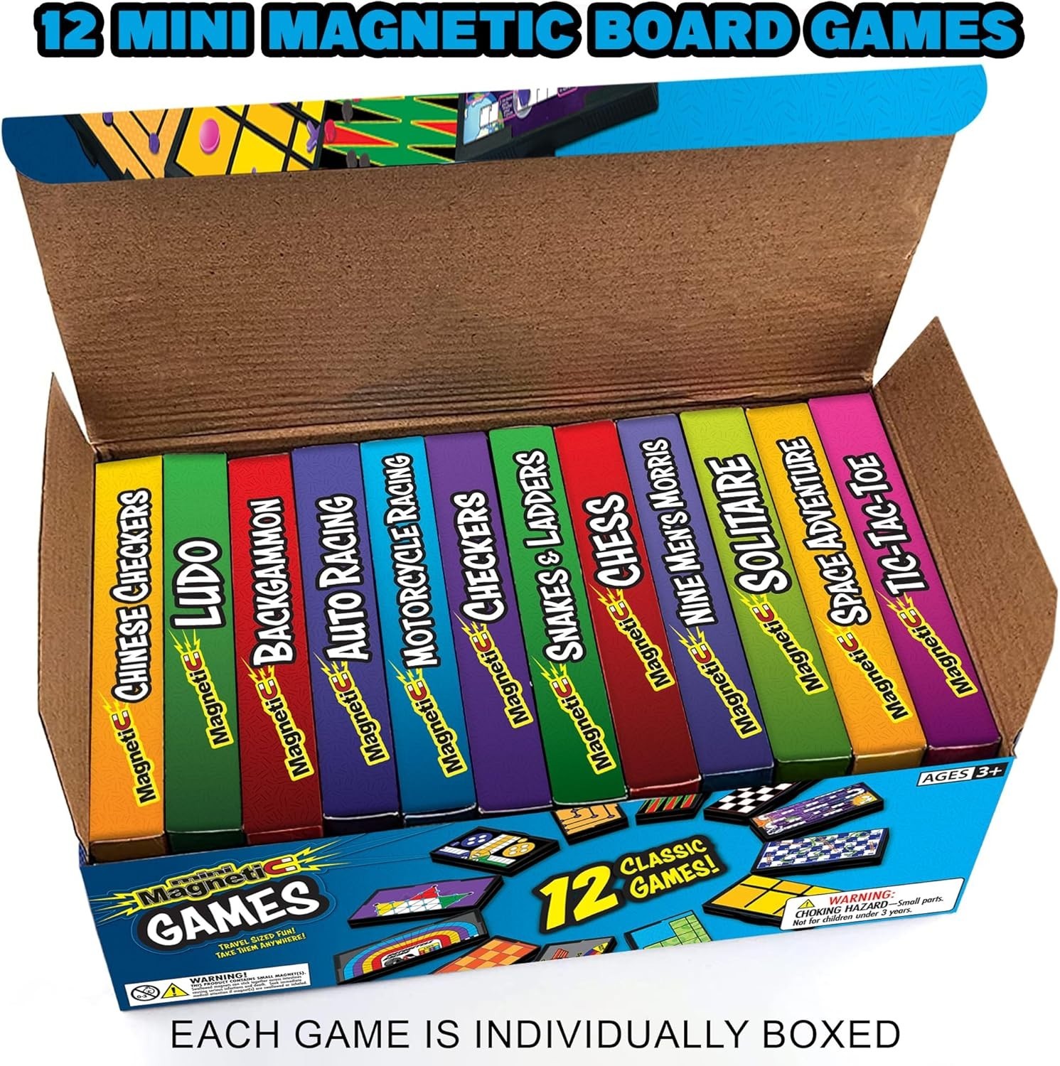 Magnetic Board Travel Games Set – Includes 12 Retro Fun Games – 5″ Compact De…
