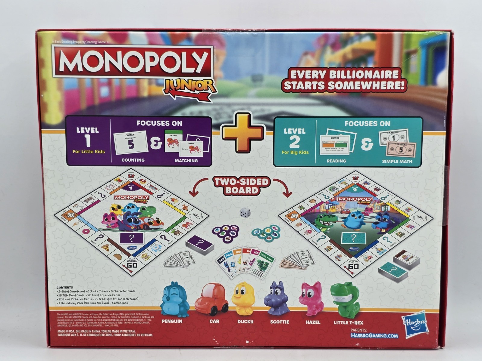 Monopoly, Junior NEW! Age 4 up 2 Games in 1 little kids to Adult, Hasbro Games