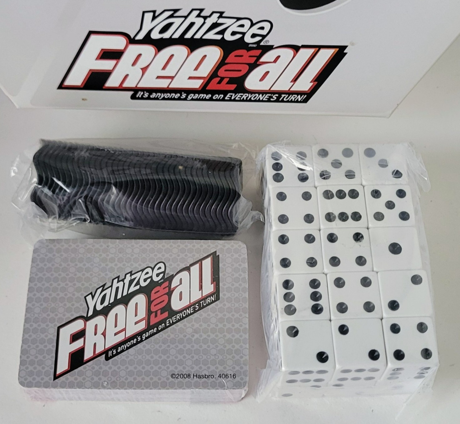 Parker Brothers YAHTZEE FREE FOR ALL Game PARTS 36 Chips 36 cards 30 Dice NEW