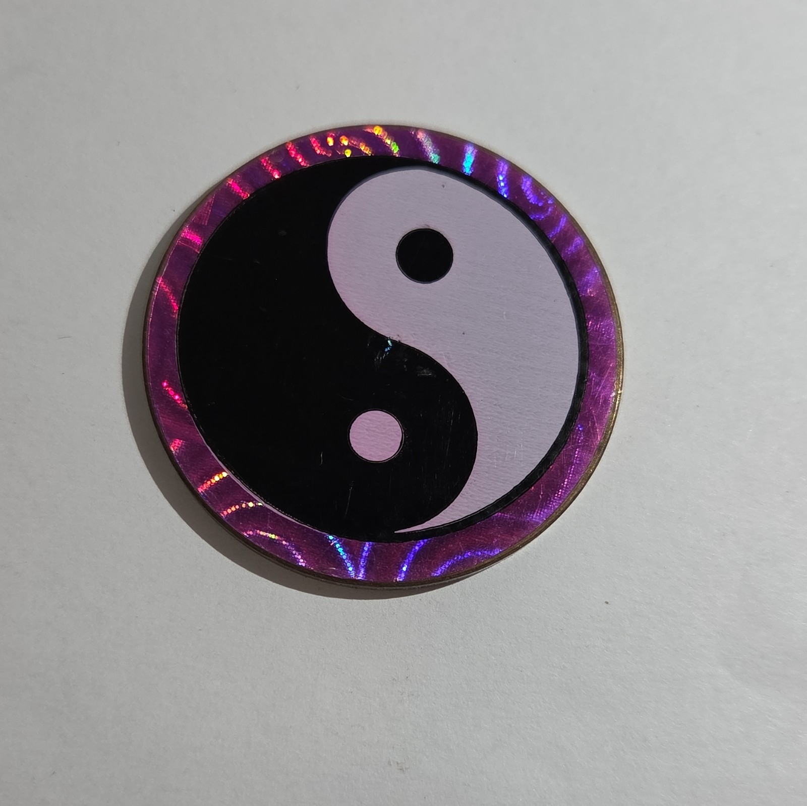 Metal Pogs Slammer Yin Yang Holographic Black & White w/ Purple Border