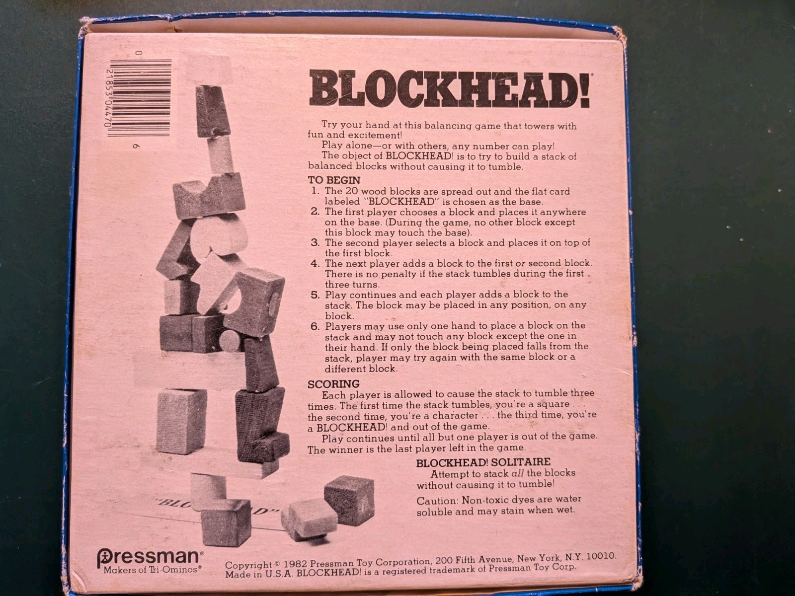 Vintage 1982 Blockhead Balancing Skill Game Pressman (Missing One Block) See Pic