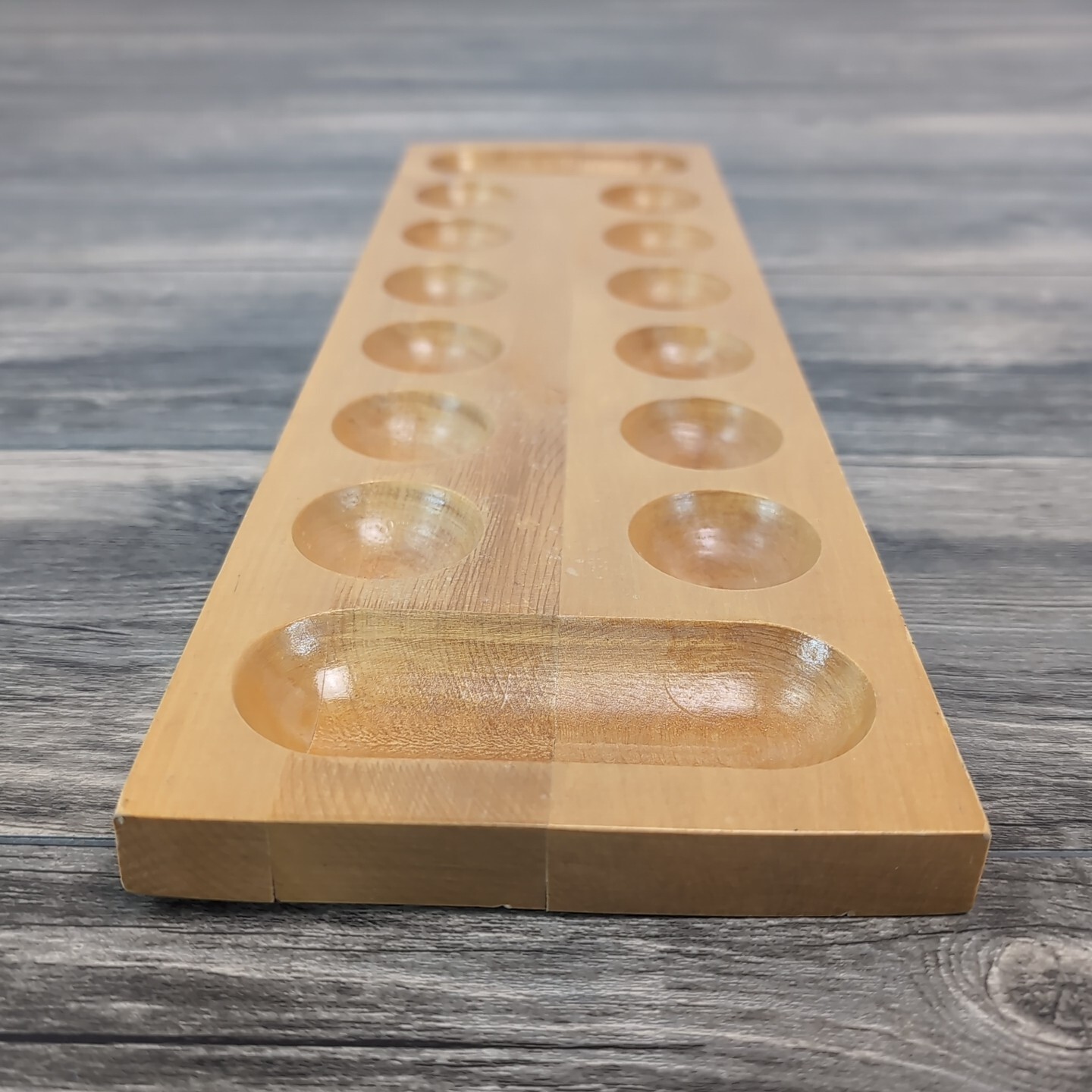 Mancala Solid Wood Game Board Gemstone Playing Pieces Not Included 17″