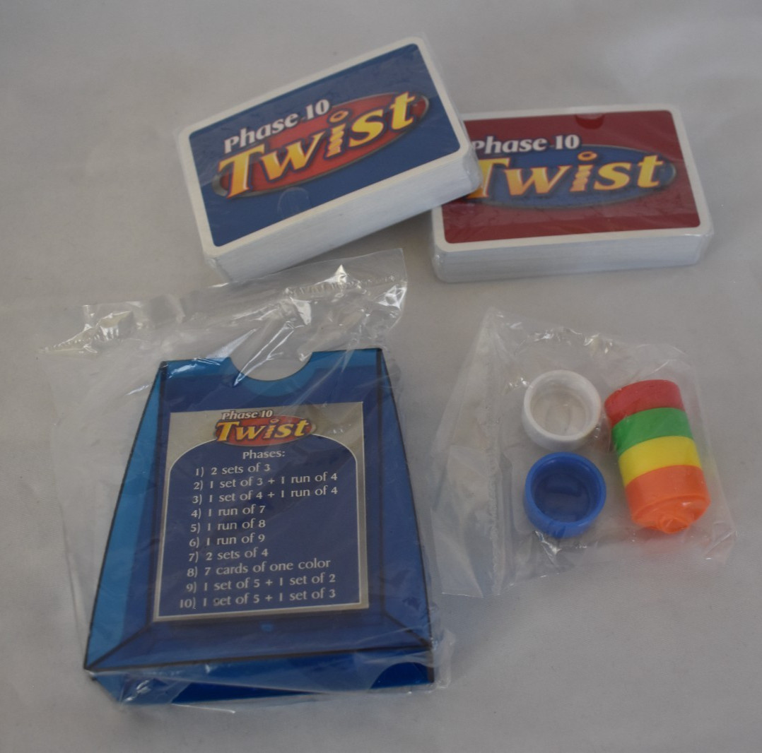 Phase 10 Twist Board Game Open Box SEALED PARTS Fundex 2008 Wickedly Wild Rummy