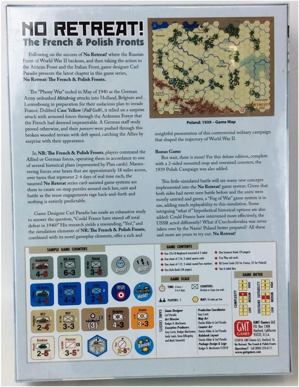 GMT Games No Retreat The French & Polish Fronts Wargame New Sealed