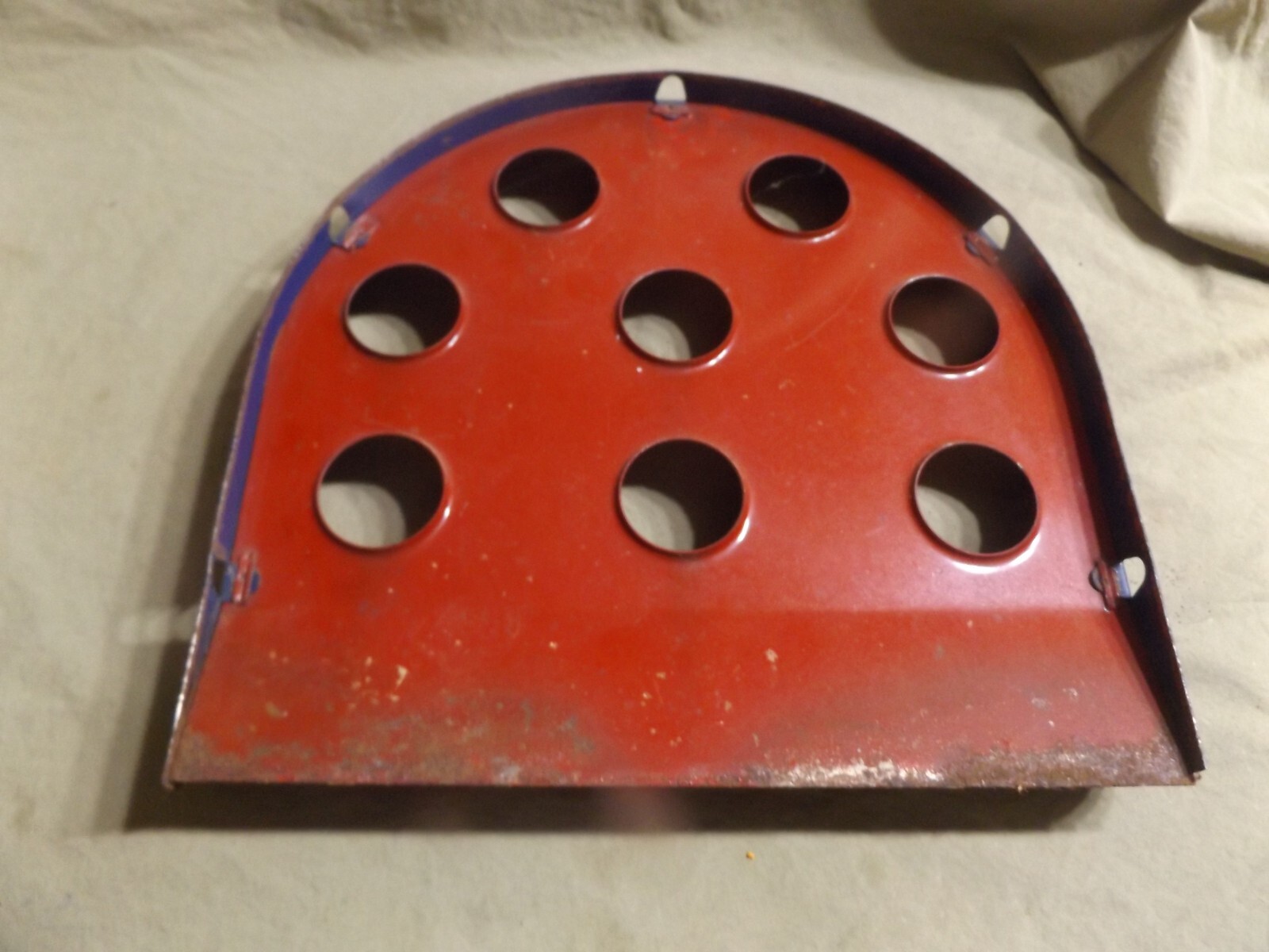 Vintage Painted Red Metal ROLLERBALL 8 hole Floor Game ~12×12″