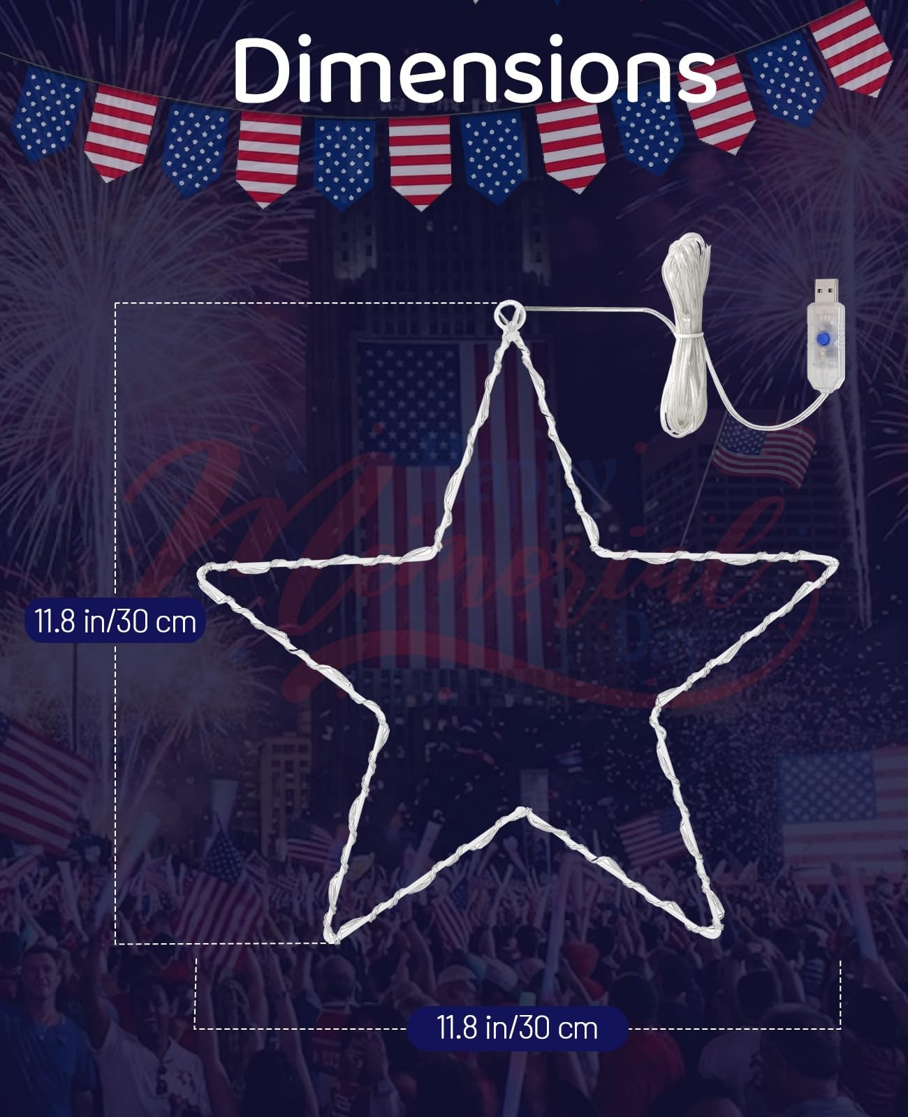 45 LED Red White Blue Star Window Lights 4th of July Patriotic Decor Decor